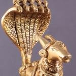 Brass Superfine Nandi with Vasuki Naag Idol | 6" Height | Antique Polish | Sacred Hindu Art | Traditional Collection | Divine Protection | Jaipurio